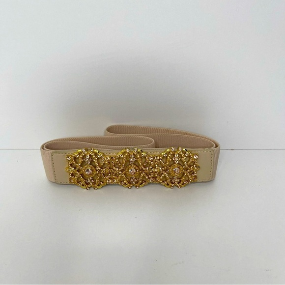 BCBGMAXAZRIA belt Gold Rhinestone Embellished Belt Womens wedding statement - Picture 4 of 6